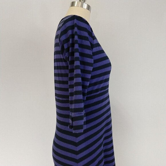 Horny Toad & Co. Stretchy Foxtrot Dress Size S Purple Blue Stripe Hi Low Hemline - Picture 4 of 10